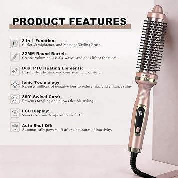 Thermal Brush 1.5 Inch Curling Brush for Blowout Hair Styles