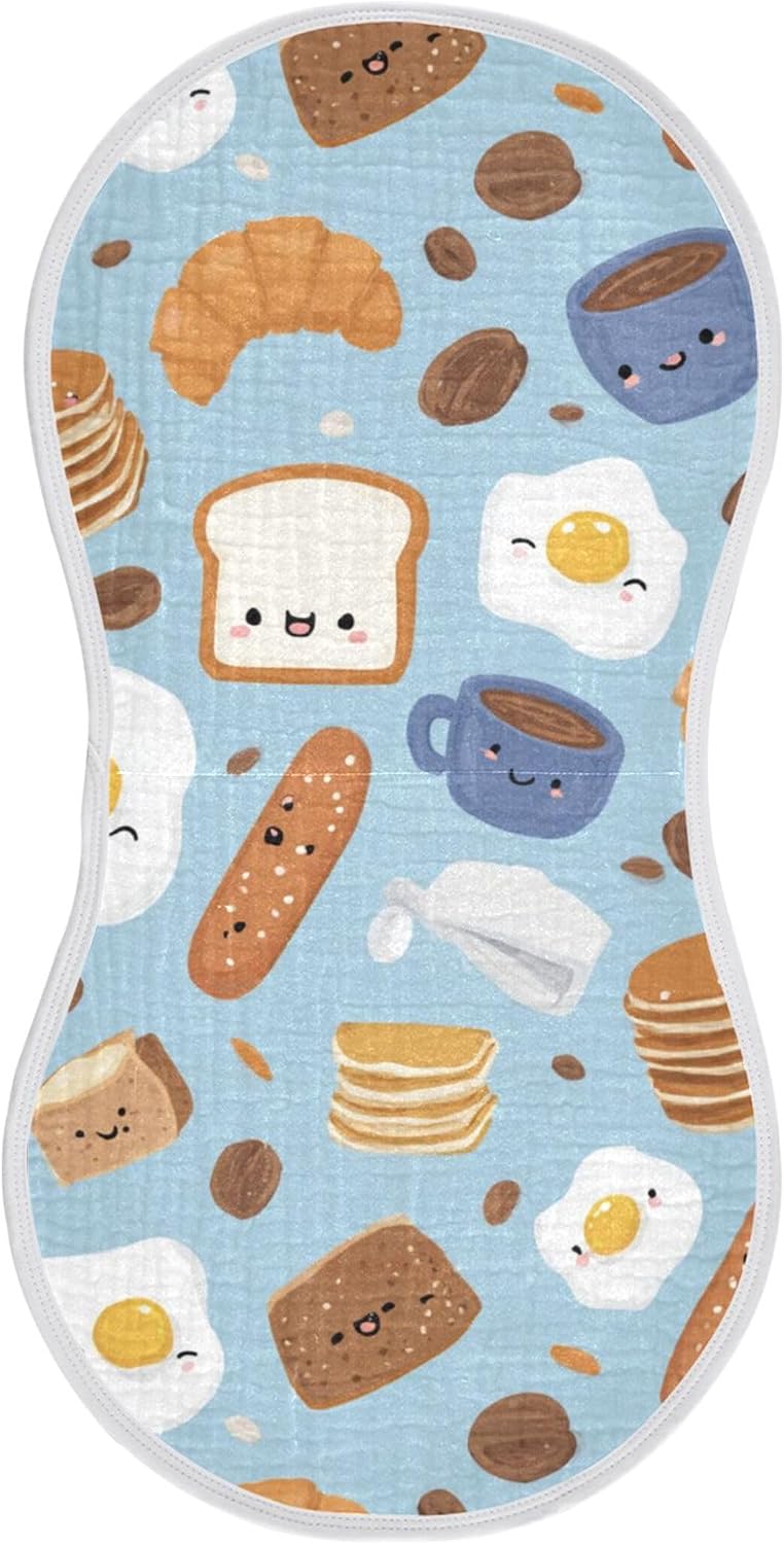 Funny Breakfast Burp Cloths Baby Boys Girls Absorbent Soft Cotton Burping Cloths Rags 4 Pack