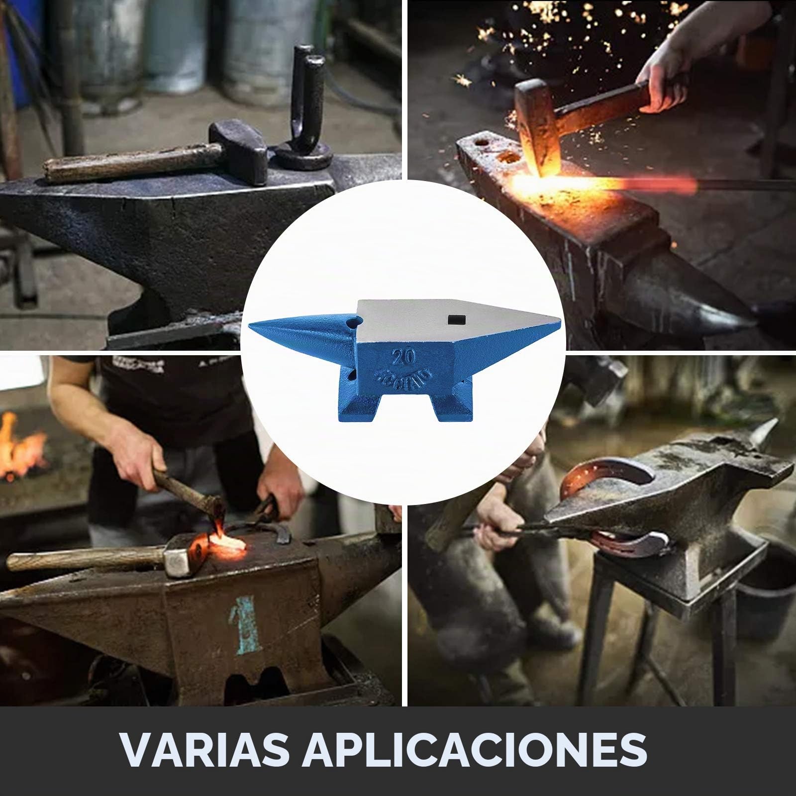 Happybuy Yunque de Metal 20 KG, Yunque de Acero 44,1 lbs Yunque de Herrero Ideal para Metalúrgicos y Herreros para Remachar, Aplanar, Forjar y Formar Metal