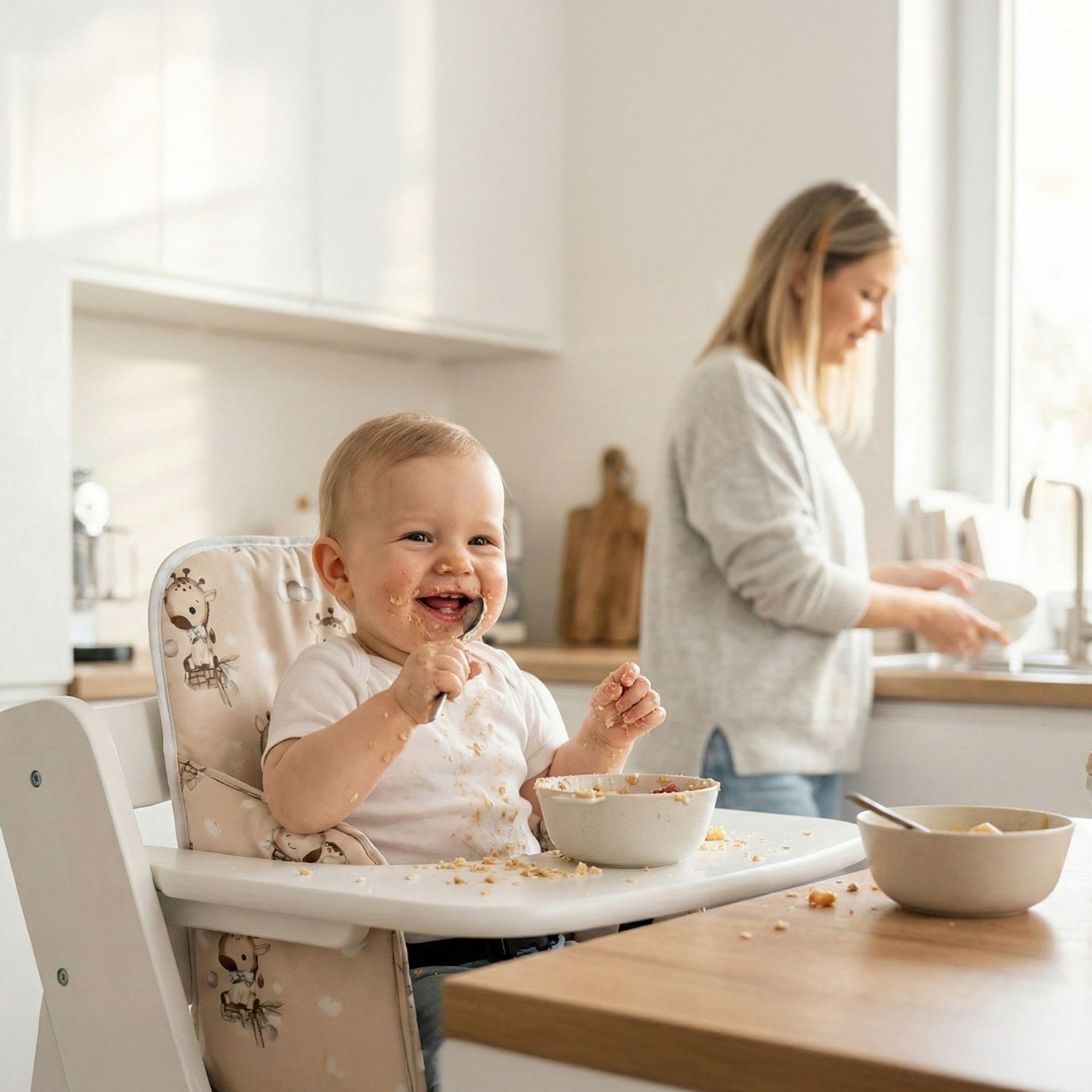 Funda trona universal - cojin para de tronas fundo silla para niños y niñas comer Cojín para silla Hauck y Stokke infantil con revestimiento impermeable y estable Safari
