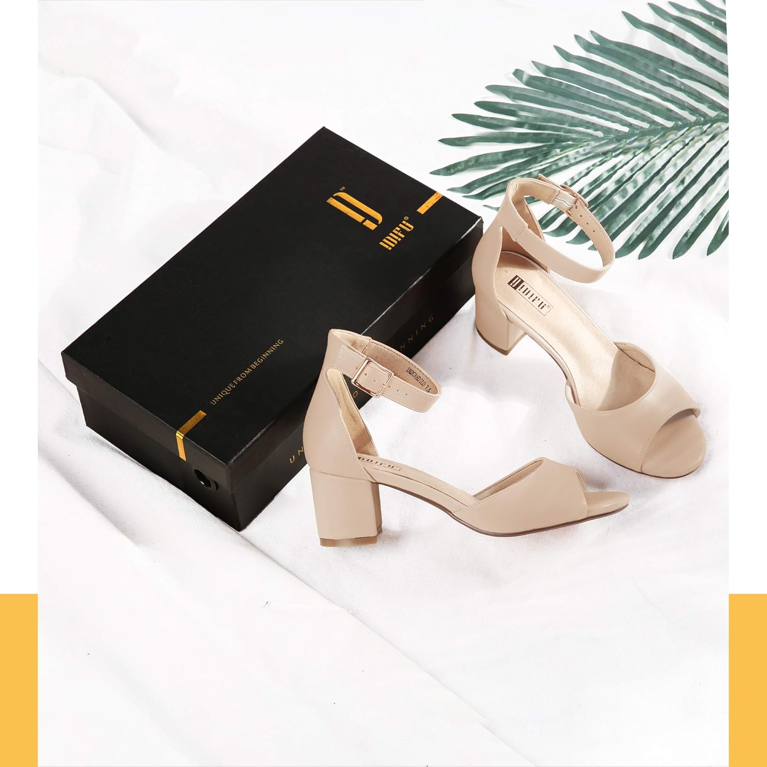 IDIFU Women's Candie Low Block Heels Sandals Peep Toe Chunky Ankle Strap Wedding Dress Shoes - Image 7