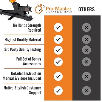 Pro-Master Desktop Leather Hole Puncher - Belt Hole Puncher for Leather with Tabletop Base - One Hand Use, Heavy Duty Carbon Steel, 6 Rotary Sizes 2-4.5mm for Watch Band, Shoes, Bag Strap & Crafts
