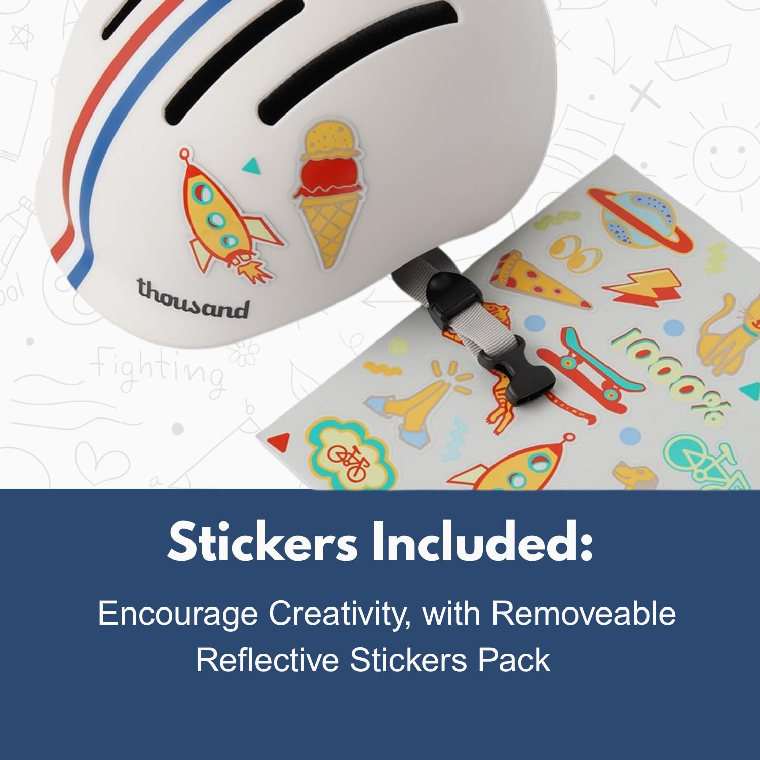 Thousand Jr. Toddler Helmet - Free Reflective Sticker Pack to Customize, Ages 1 and Up, Adjustable Fit, Multi Sport CPSC CE ASTM Certified (Speedway Creme)