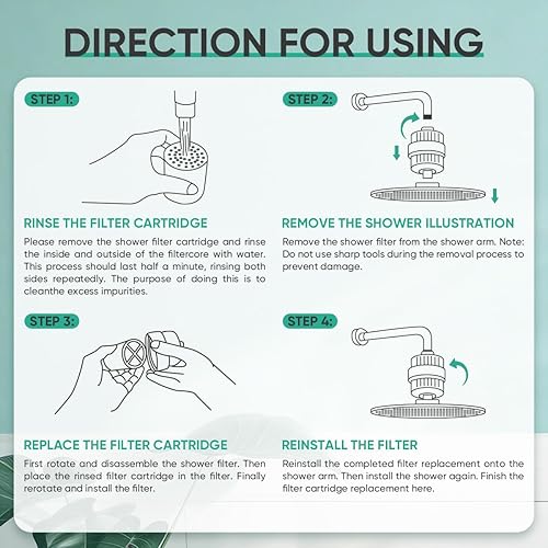 Miniatura 9 de Cobbe Cartucho de filtro de ducha de 20 etapas para filtros de regadera de agua dura, paquete de 3 cartuchos reemplazables, filtro de agua de ducha