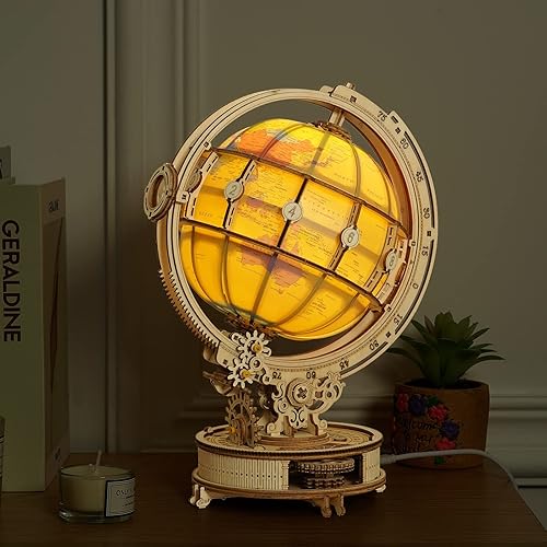 Miniatura 7 de Rompecabezas de madera 3D para adultos, rompecabezas de globo de madera con luz LED, kits de construcción de modelos, decoración de habitación para