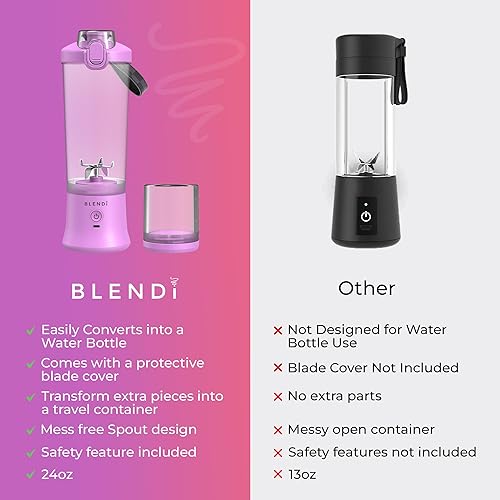 Miniatura 5 de BLENDi Licuadora personal de viaje extra grande de 24 onzas sin BPA recargable por USB, con acero inoxidable, ideal para batidos de proteínas,