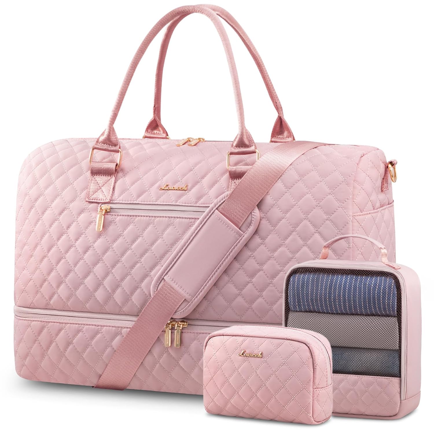LOVEVOOK Travel Duffle Bag for Women Weekender Overnight Bag with Shoe Compartment Carry on Bag with Toiletry Bag