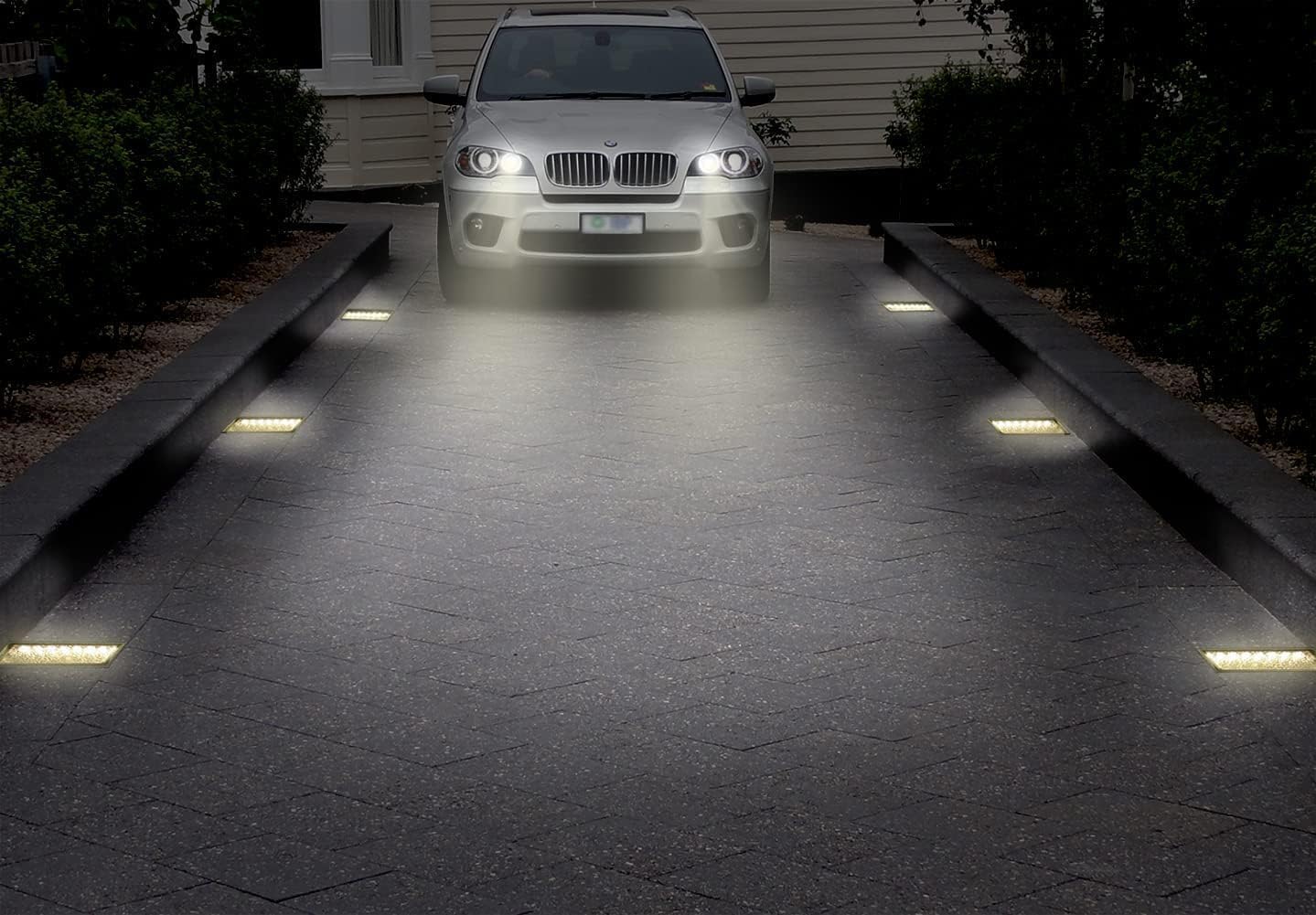 Solar-Pflasterstein-Lichter, 4 x 8 Ziegelstein-Auffahrtlichter, IP67 wasserdicht, Wegelicht, Außenbeleuchtung, Landschaftsbeleuchtung für Gehweg, Terrasse, Garten, Rasen, Hof, Pool