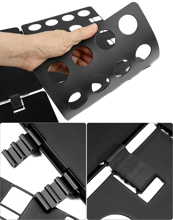 QWORK PP Composite Folding Board, 2 Pack Folding Clothes Board - Black + Blue, One-Hand Operation Laundry Folding Tool, Non-Slip Silicone Buckles, T Shirt Folder, Laundry Folders for All Garments by QWORK - Image 9