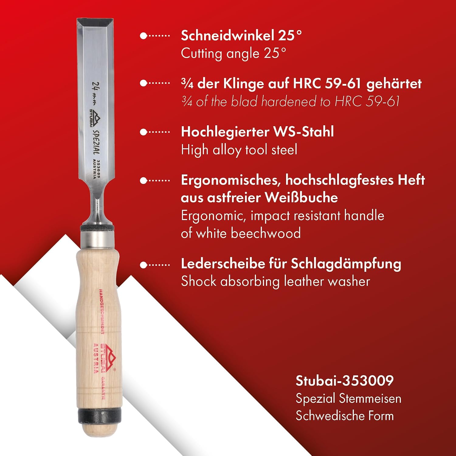 Stubai 353106 Swedish type 6-26mm Special wood chisel set (6-piece)