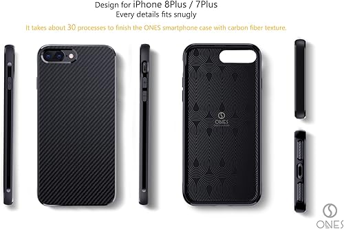Miniatura 7 de ONES Funda ultrafina para iPhone 8 Plus7 Plus  Textura de fibra de carbono Prevención de huellas dactilares Protección de cámara y pantalla