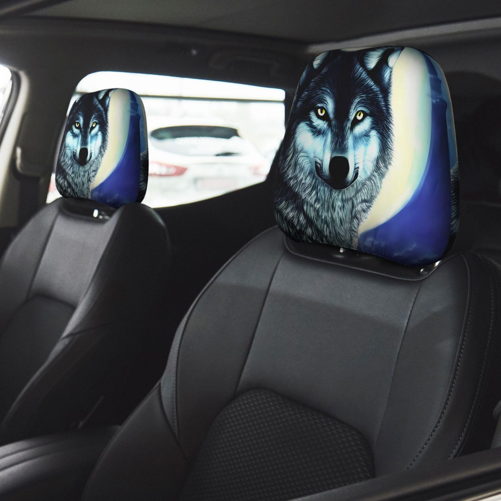 HYTTER Set Di 2 Copri Poggiatesta Per Auto - Design Tiger At Rest, Morbido In Poliestere, Accessorio Interno Universale - 2