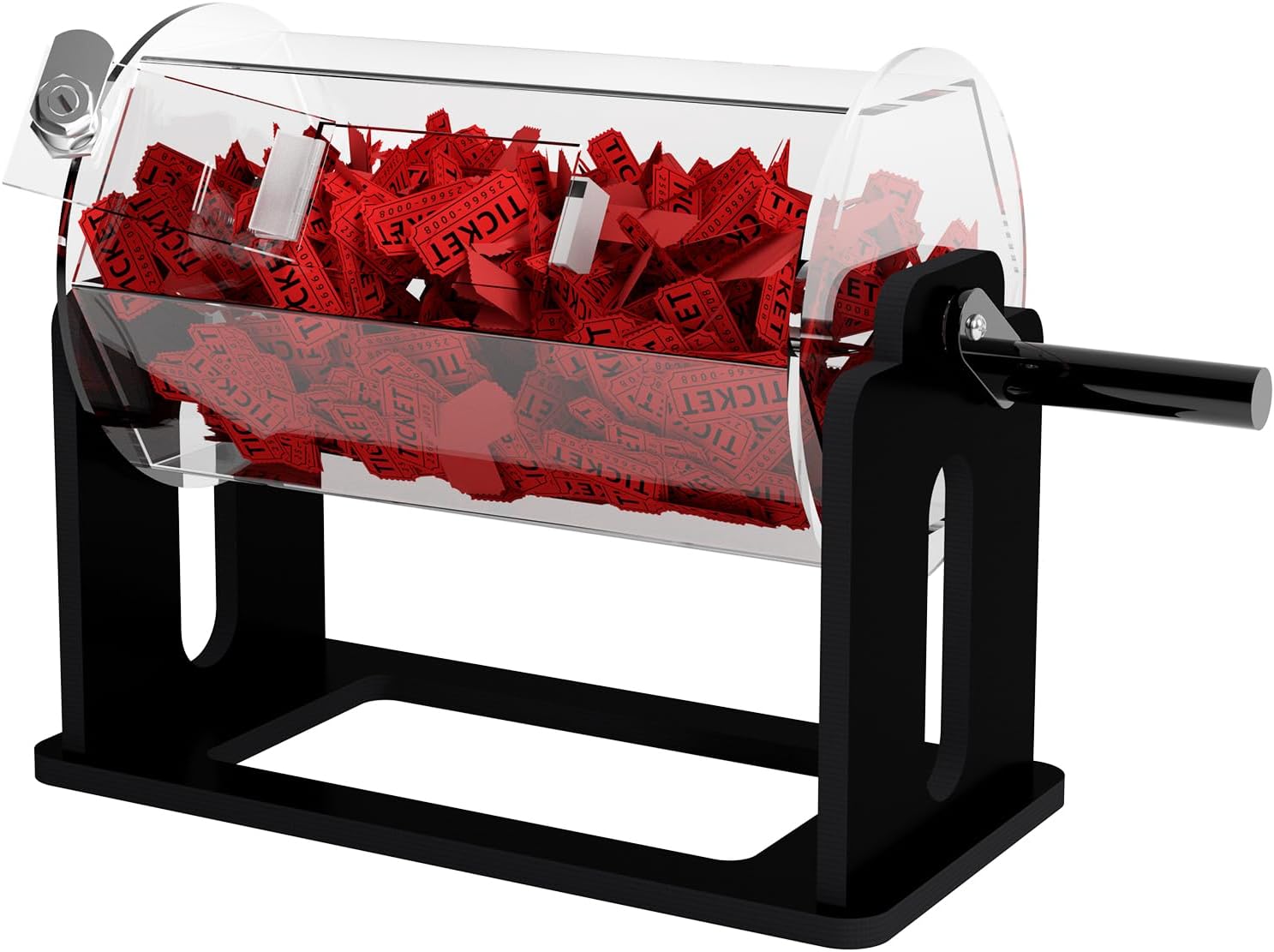 Raffle Drum, Raffle Ticket Spinner Drum with Silent Design Turning Handle, Durable Ticket Spinner for Raffles Tickets, Large Capacity Raffle Wheel Spinner with Stand for Lottery Games, Bingo