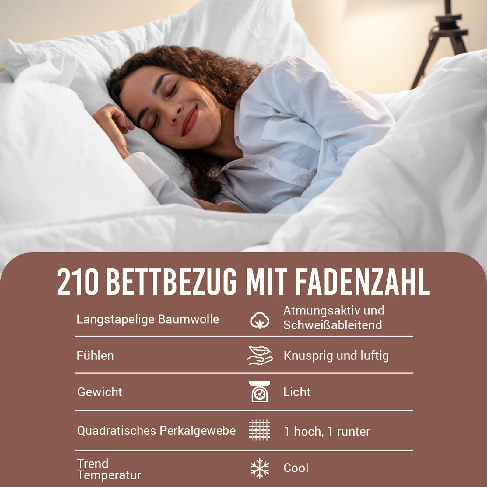 Pizuna Perkal Bettbezug 135x200 Baumwolle Weiß | langstaplige Baumwolle in Perkalbindung Bettbezug set mit verdecktem Rei Bverschluss und 1 Kopfkissenbezug 80x80 Mako Satin