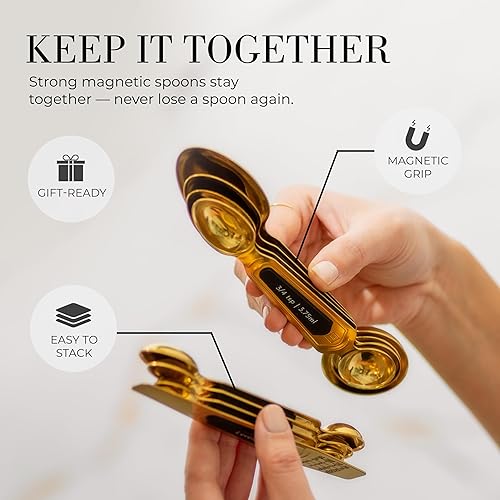 Miniatura 8 de Styled Settings Juego de 15 piezas de artículos esenciales de cocina negros y dorados utensilios y cucharas medidoras de precisión