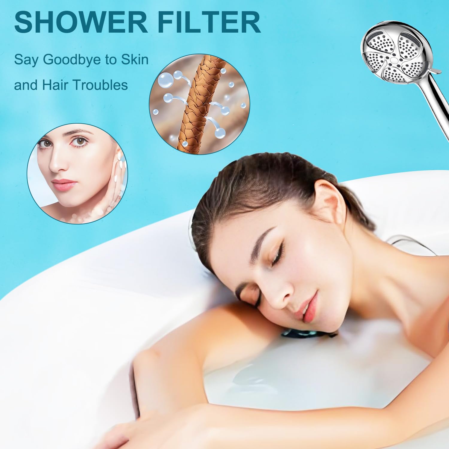 Filtro doccia multistadio di ricambio compatibile con doccetta FEELSO, 7 spruzzi ad alta pressione, filtro ad alta efficienza per acqua dura, confezione da 4, numero modello 72210BC