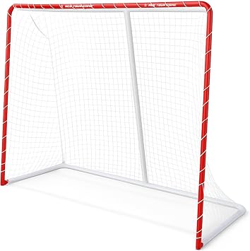 ACE HOCKEY 54" x 44" Street Hockey Goal Lightweight Steel Frame Hockey Net for Backyard, Driveway, Ball, Roller & DEK Hockey Youth Practice Goal with Net
