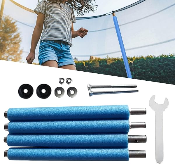 Poteaux De Remplacement Pour Trampoline, Poteaux De Clôture Pour Trampoline, Poteauxs Antichoc Avec Mousse, Pour Trampolines 6-16FT Jardin Extérieur (4 Courts Tubes Pour Former Un Poteau De 1,76 M) - 4