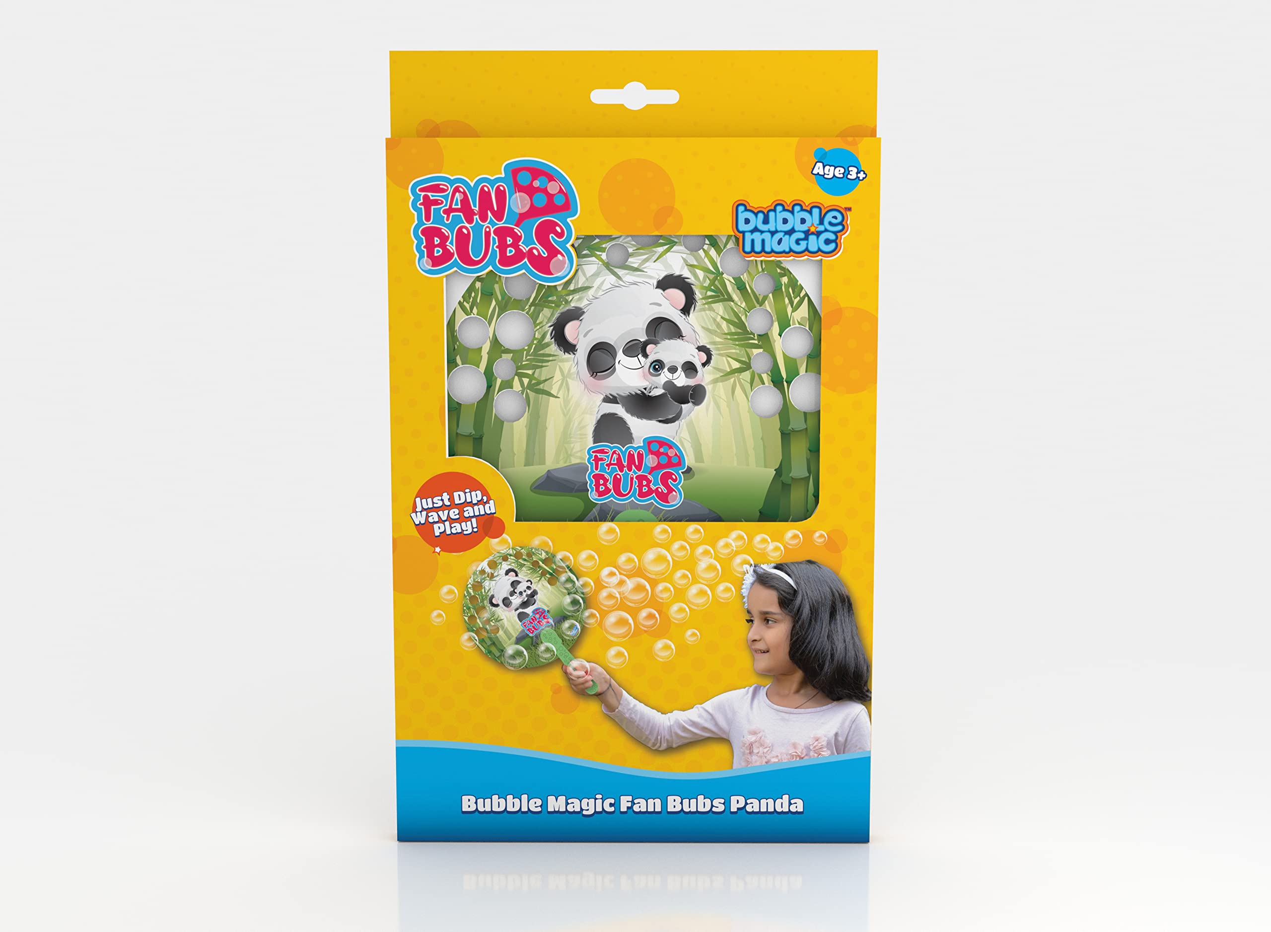 Bubble Magic Fan Bubs Panda, Bubble Solution with Hand Fan for The Kids 3 Year and Above, Multicolor, FB50012