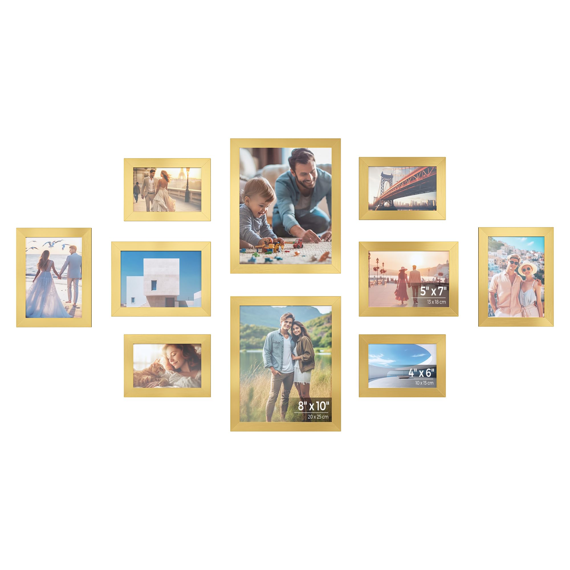 PALUPLUS Cornice multifoto per 6 fotografie di colore Bianco, Misura 48x33 cm, Portafoto da parete con scritta Family, Formato foto 10x15 cm, per cucina, salotto, camera da letto -8695F -1,3