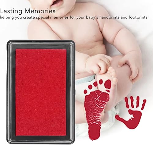 Miniatura 3 de TOPINCN Almohadilla de tinta para huellas de bebé, tinta roja, 3.7 x 2.6 x 0.9 pulgadas, 2 unidades, plástico, duradera, baby shower