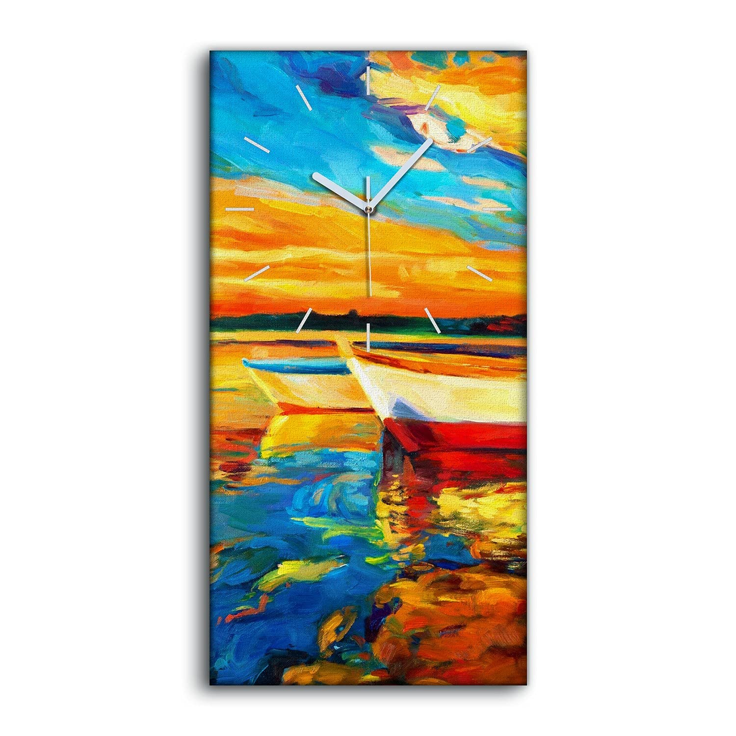 Horloge sur Toile Anti Tic-Tac - Tableau Lumineux 30x60cm Idéal Chambre et Salon
