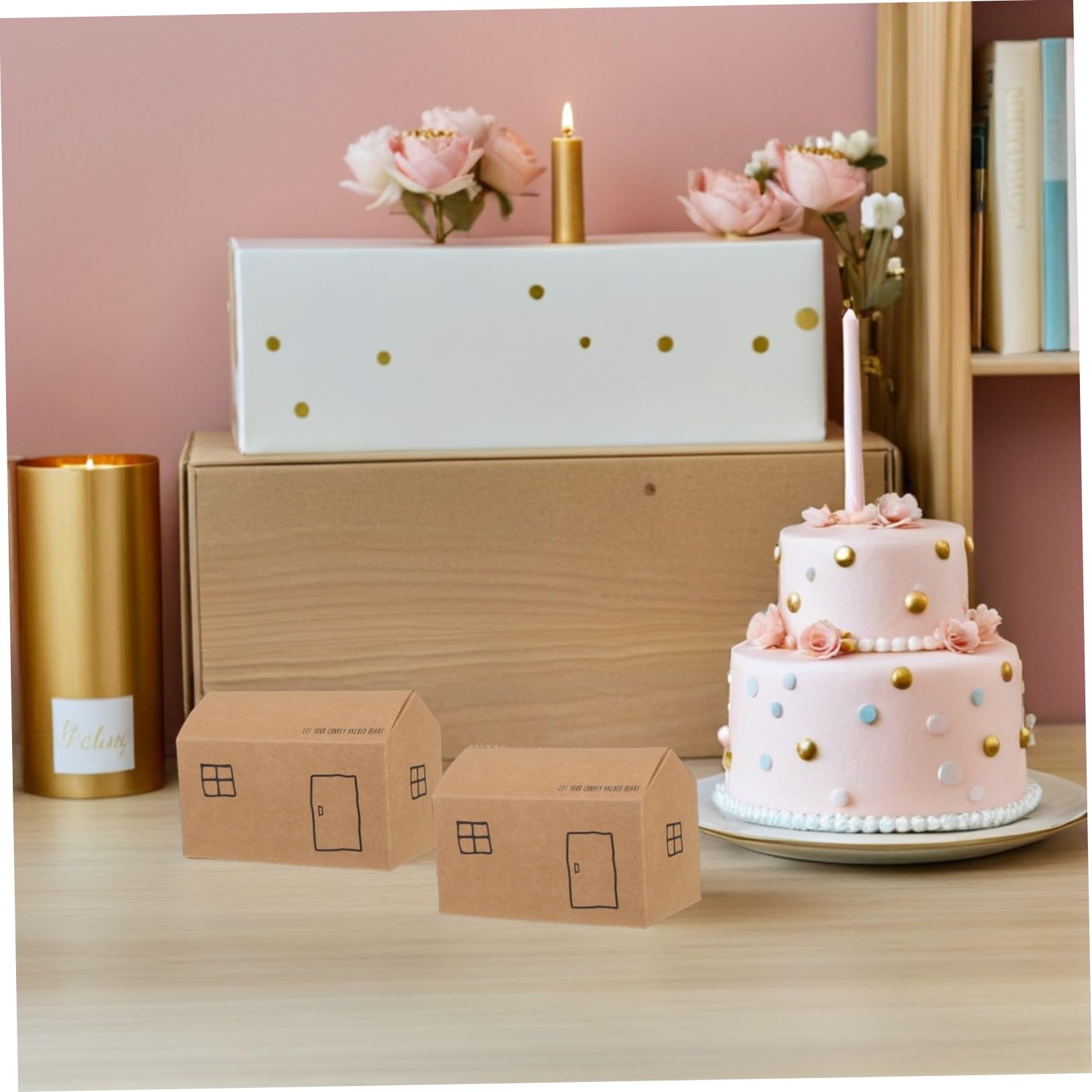 VILLFUL 50piezas Caja de Obsequio Plegable para Dulces Navideños Cumpleaños y Fiestas Estacionales Cajas de Papel Decorativas para Regalos de Fiesta y Dulces Caseros