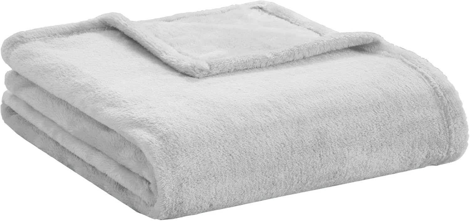 Intelligent Design Microlight Plush Luxury, Oversized Throw-Blanket, Premium All Season Cover for Bed, Couch, 60"x70", Grey (Pack of 2)