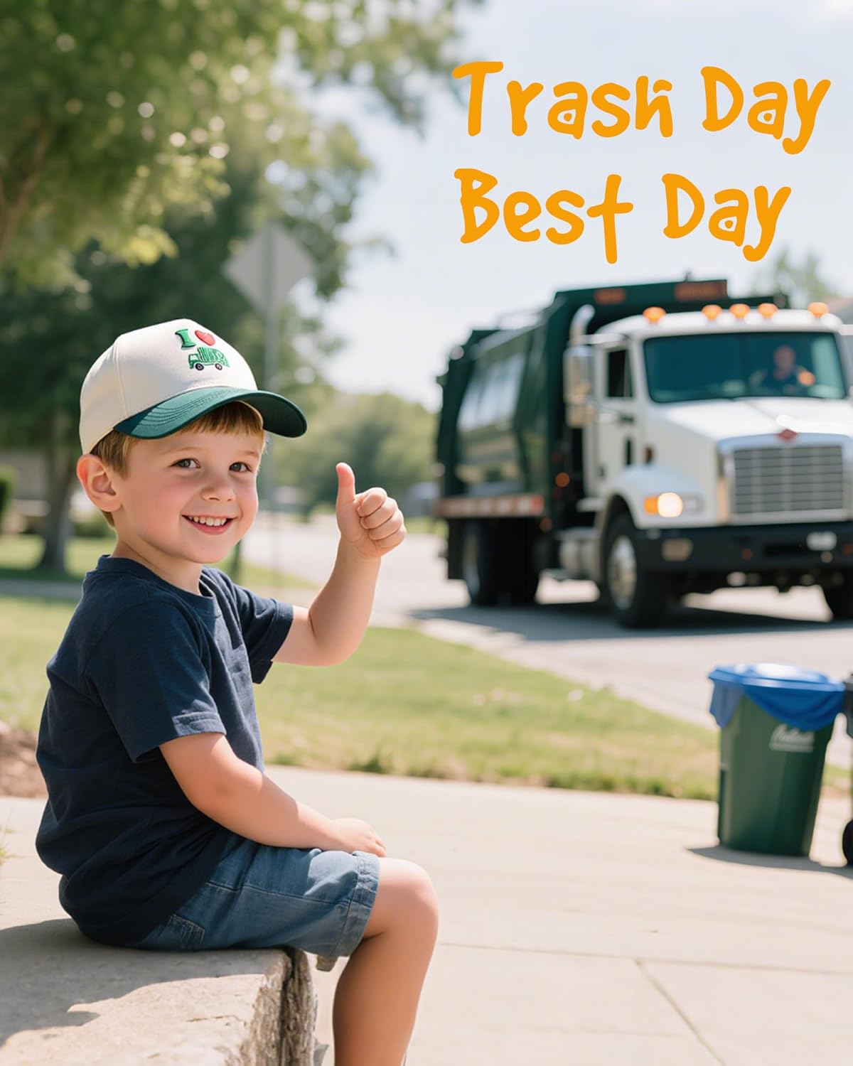 Waldeal Toddler Trucker Hats for Boys and Girls, Garbage Truck Mesh Snapback Baseball Cap for Kids Ages 2-6 - Image 4