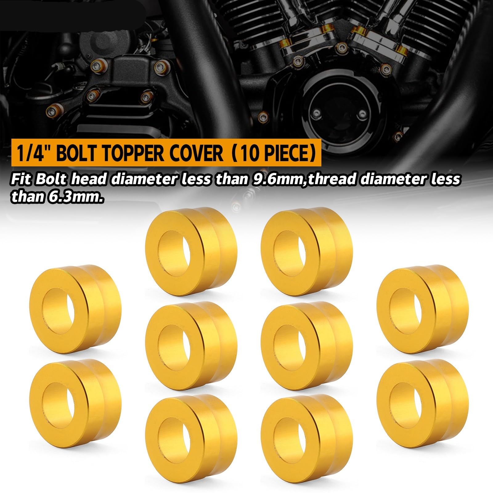 Copribulloni for motociclette, tappi for testata for Harley Twin Cam Dyna Softail Fatboy Touring Road King Glide Sportster XL(Yellow 12.8mm)