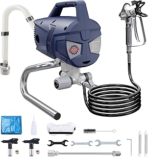 Hochleistungs Airless Farbsprühsystem, 3300PSI 1010W Airless Farbsprühgerät, 1,5L/min, 7,5m Schlauch, mit Verlängerungsstange und Verstopfungsschutz für Innen- und Außenwände, Zäune, Dächer