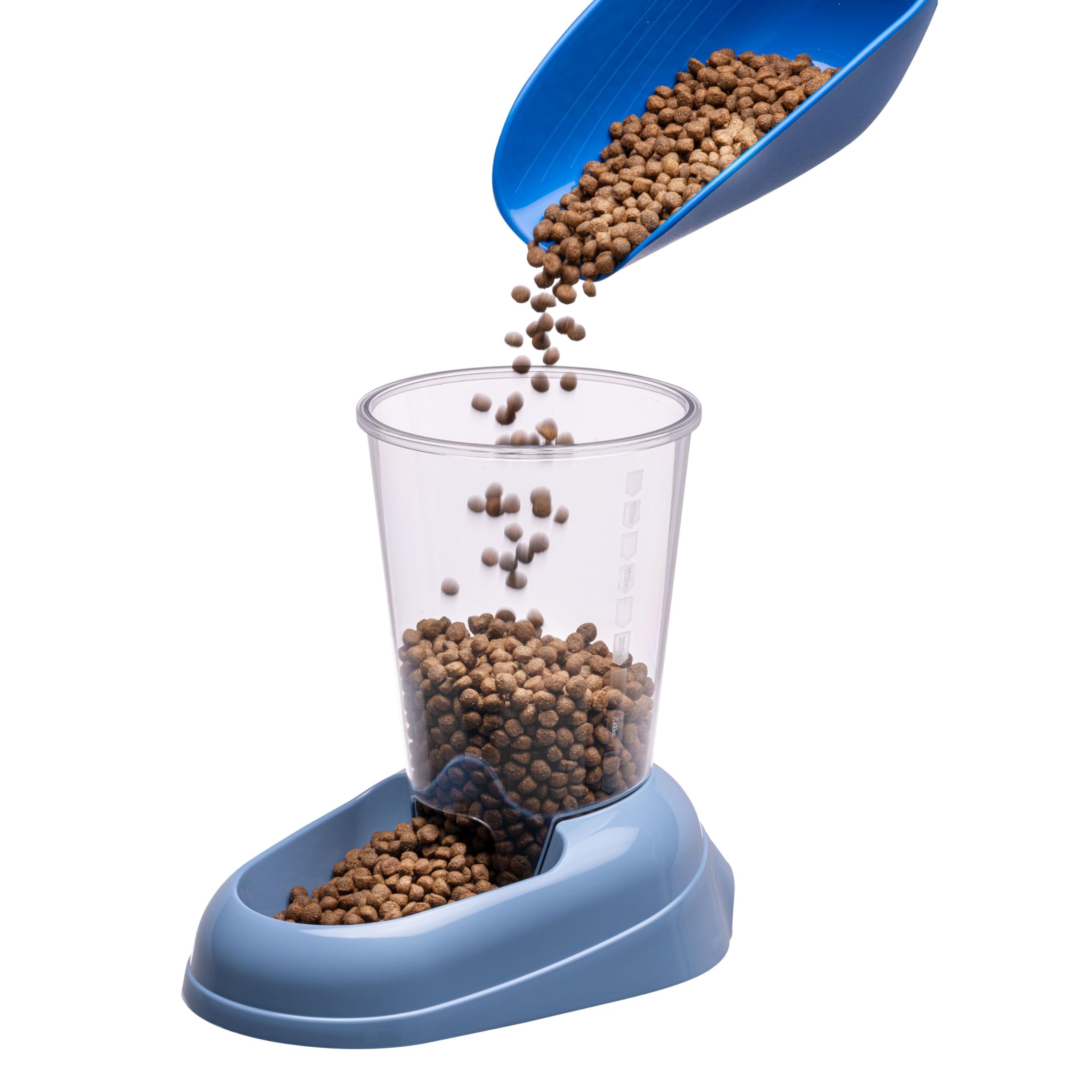 Ferplast Distributeur de croquettes pour Chiens et Chats Zenith, 3 litres, Distributeur de croquettes pour Animaux, Fond antidérapant, 20,2 x 29,2 x h 28,8 cm Bleu