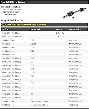 Amazon.com: Marketplace Auto Parts, Front Left Driver Side CV Axle Amazon.com: Marketplace Auto Parts, Front Left Driver Side CV Axle