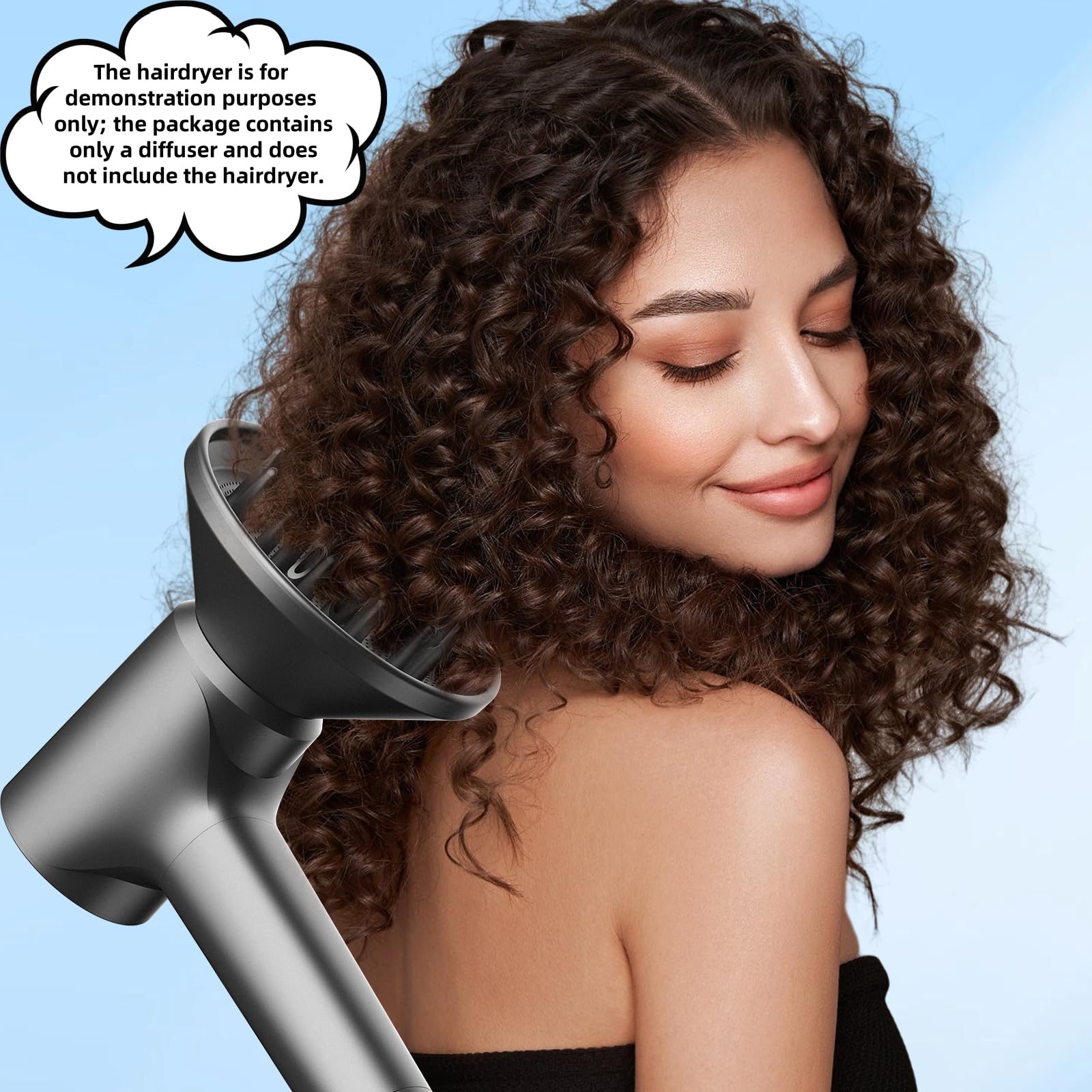 Difusor de secador de pelo para cabello rizado y cabello ondulado natural, accesorio difusor para secador de pelo, difusor magnético de 360° para secador de pelo  (gris) 3