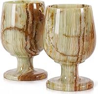 Vista 12 de Radicaln Juego de copas de vino de mármol de 2 piezas, hechas a mano, de 5" pulgadas, copas de vino con tallo para decoración de bar en el hogar