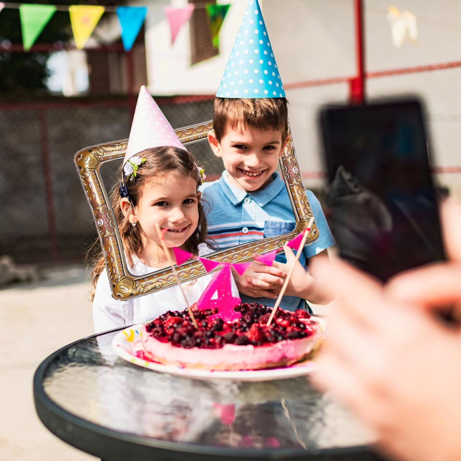 Inflatable Photo Frame 26X18 Inches Lightweight Blow up Photo Booth Frame Prop for Family Reunions Parties Events PVC Material