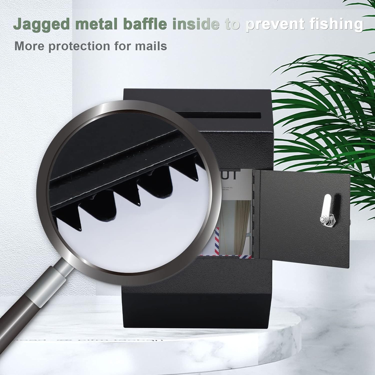 xydled Wall-Mount Mailbox,Heavy Duty Deposit Drop Box Suggestion Box, Locking Metal Key Drop Box with Key Lock, Cash Deposit Box Safe Storage Box Postbox for Home&Business Use,16.3’’x10’’x4’’,Black