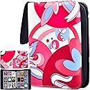 Trading Card Binder, Red Lightning Design, Carrying Handle, Card Collection Storage Case (B)