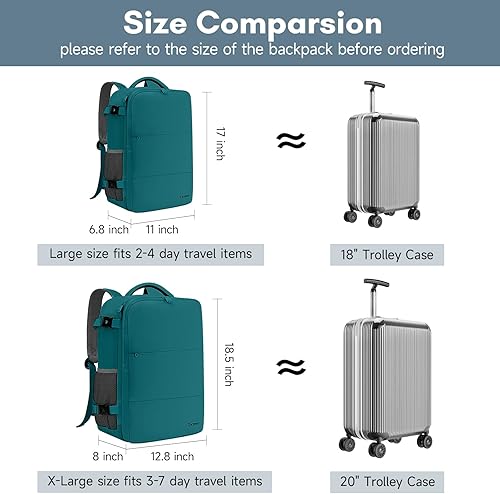 Vista 54 de Taygeer Mochila de mano para mujer, mochila de viaje de 35 litros para mujer, aprobada por aerolíneas, bonita bolsa de viaje para artículos Azul