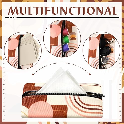 Miniatura 5 de 8 piezas de soporte para pañuelos de viaje, reutilizable, bolsa de tela con cremallera para bolsa, automóvil, oficina, hogar (Boho)