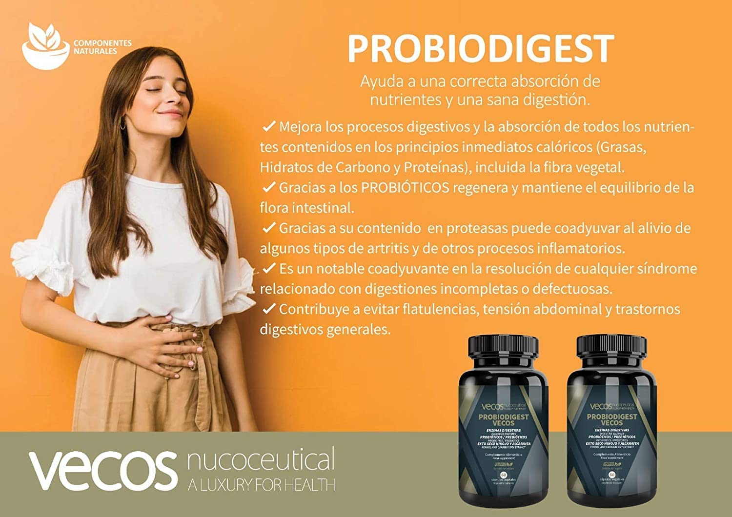 Enzimas Digestivas con Probioticos con Alta Concentración de Papaína, Bromelina y Digezyme | Probioticos y Prebioticos Intestinales para Mejorar la Digestión | Apto VEGANOS | 120 Cápsulas