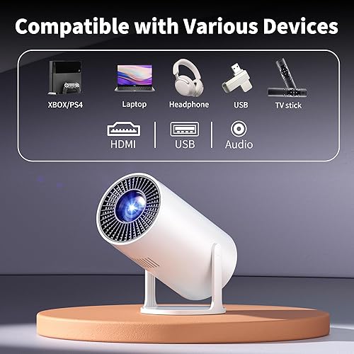 Miniatura 7 de Mini proyector, rotación de 270, proyector portátil compatible con 4K, proyector de película para exteriores Full HD 1080P, pantalla con cable