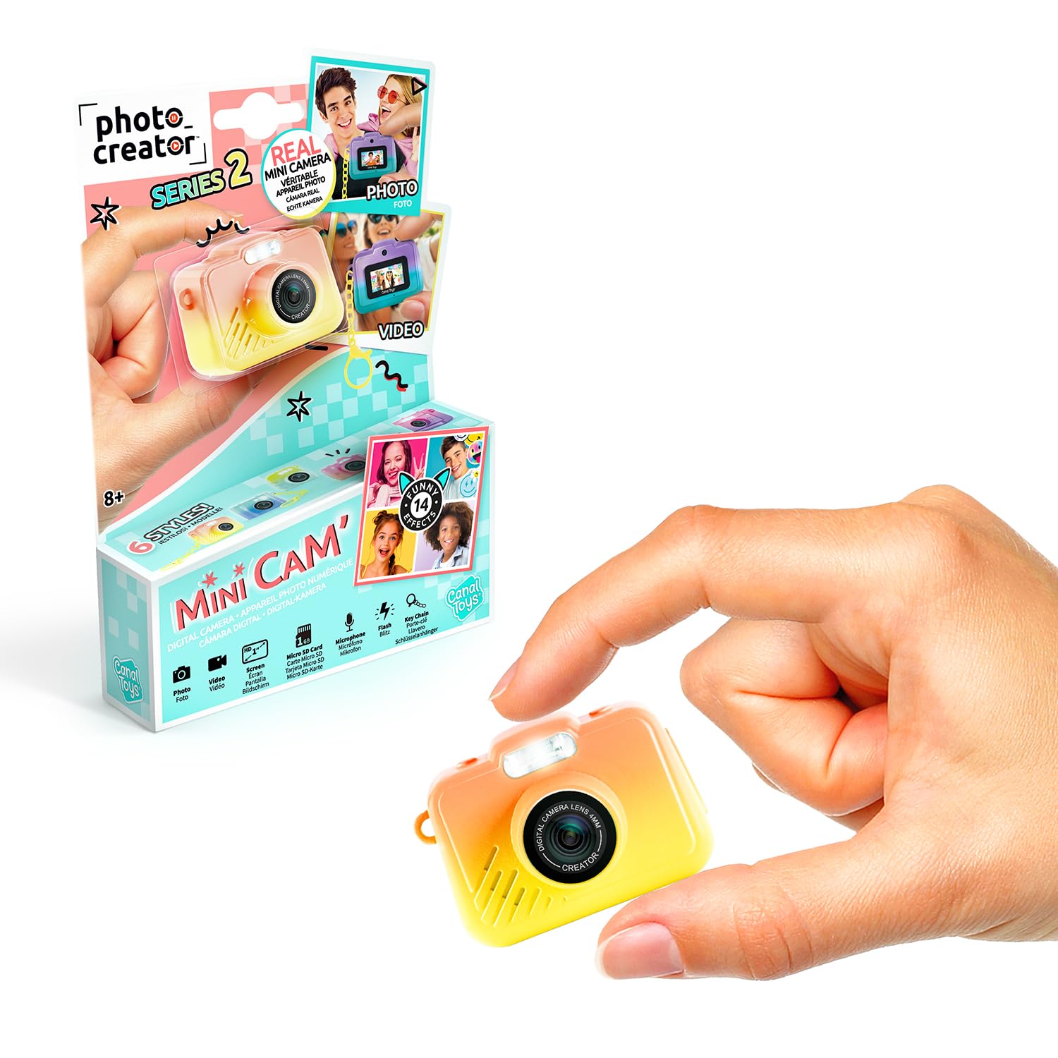 Canal Toys - Photo Creator - Mini macchina fotografica per bambini e video digitale - Mini fotocamera per creare souvenir - Regalo per bambini 8 anni+ -14 filtri- Flash+Micro - Formato Viaggio - CLK