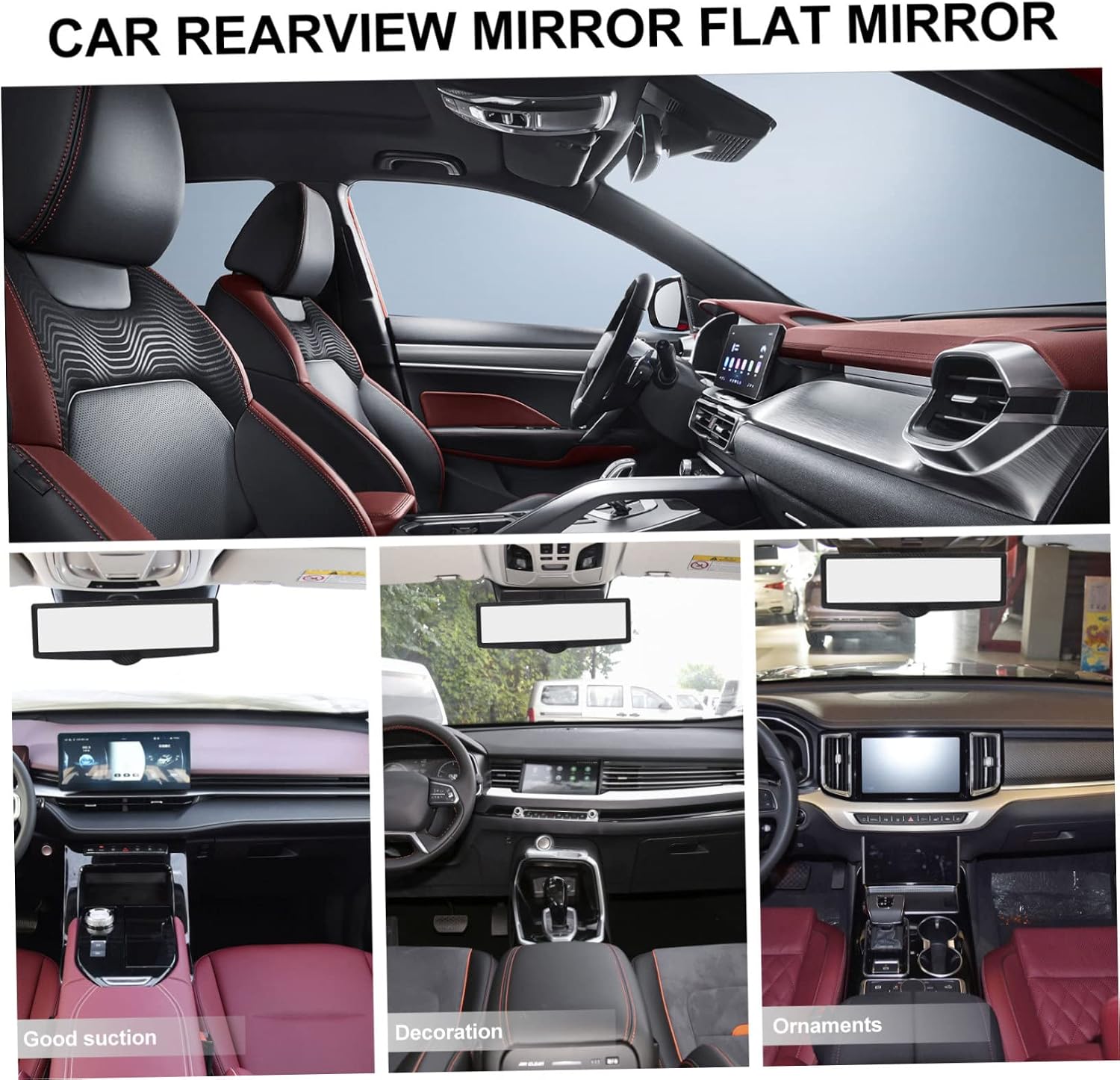 GARVALON Adjustable Car Rearview Mirror with Suction Cup Lightweight Interior Mirror for Enhanced Visibility Easy Installation and Improved Safety