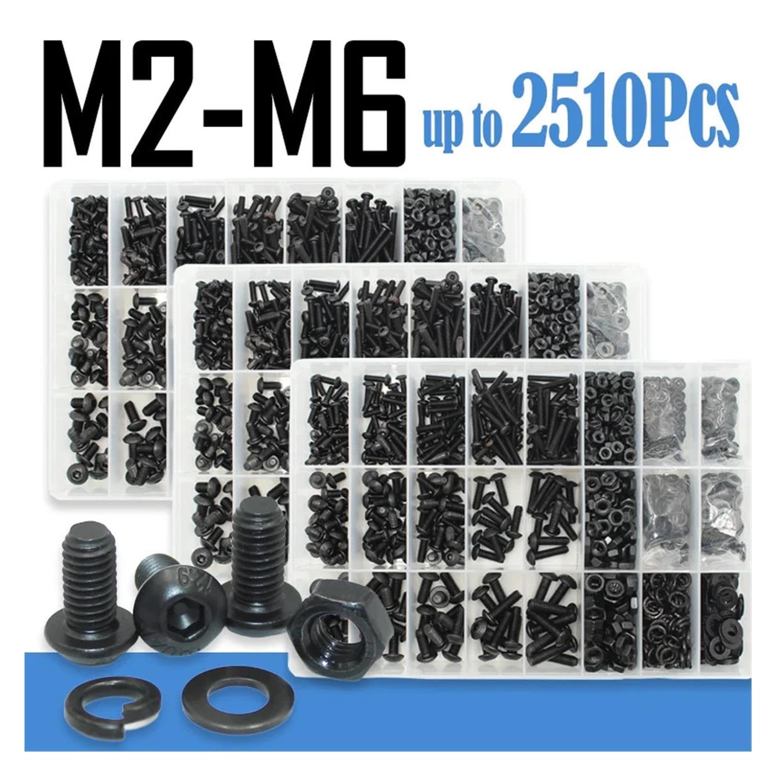2510-teiliges Innensechskantschrauben-Set M2-M6, Güteklasse 10,9