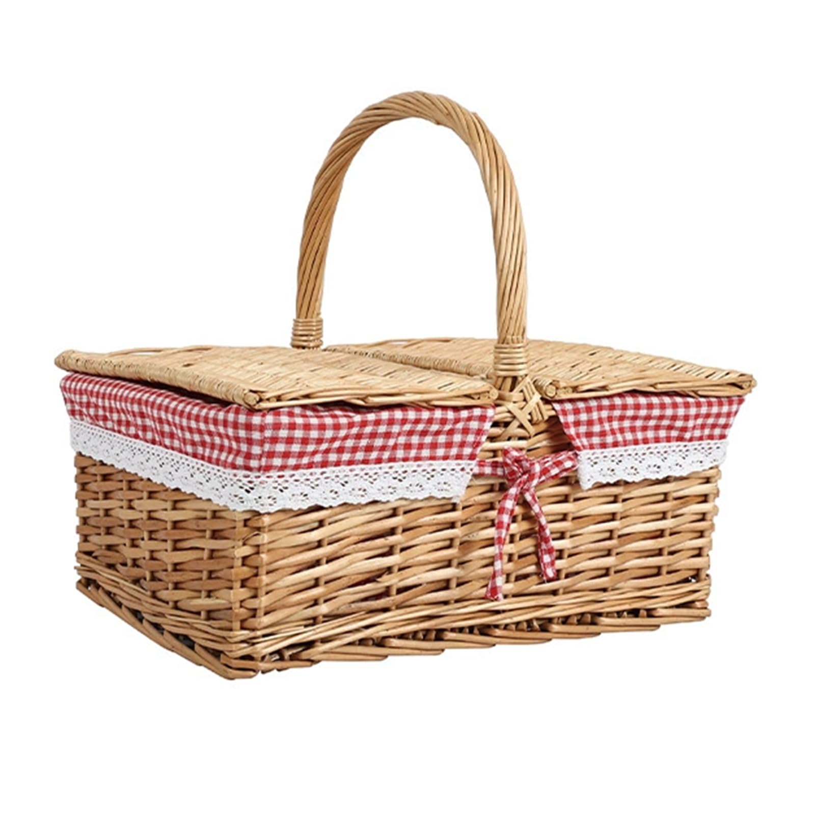Handwoven Picnics Hamper Vegetables Fruit Kids Toy Organiser Natural Rattan Storage Basket for Grocery Organizing Handwoven Wicker Picnics Basket