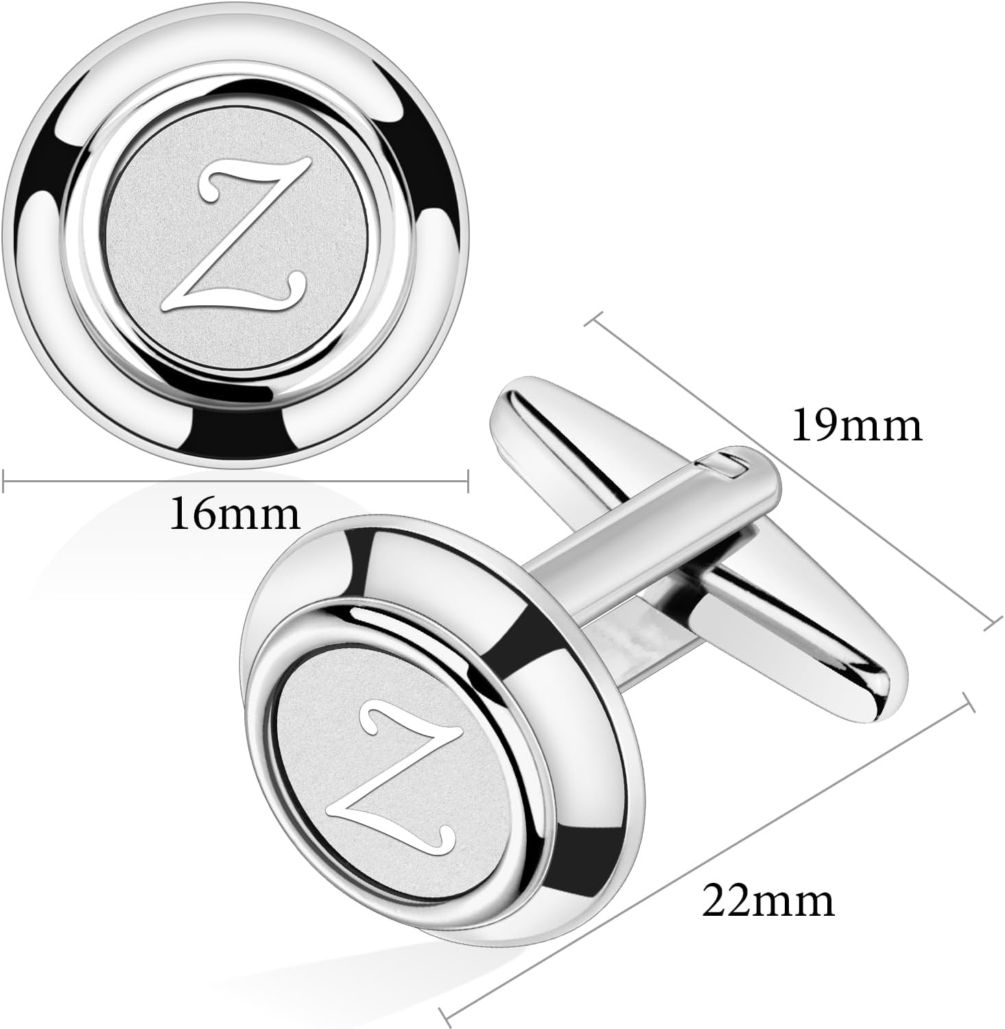 AMITER Mens Cufflinks with Initial A-Z, Classic 26 Letters Cuff Links for Men Business Wedding Shirts - 3 Pairs (Silver + Black + Rose Gold) - Image 6