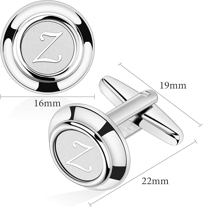 Mancornas Hombre Inicial A-Z Plateadas Clásicas Camisa Negocio Boda miniatura 5
