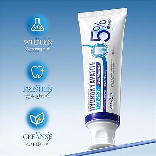 Miniatura 7 de Pasta de dientes hidroxiapatita, 5% Nano Hidroxiapatita pasta de dientes para protección avanzada del esmalte, aliento fresco, uso diario para la