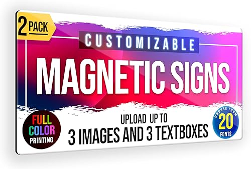 Miniatura 4 de Paquete de 2 letreros magnéticos personalizados de 12 x 24 pulgadas a todo color para negocios y publicidad, imanes de vinilo personalizados de 30